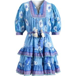 Bell by ALICIA BELL 🤍 Kate Print Cover-Up Minidress in Blue White Flowers